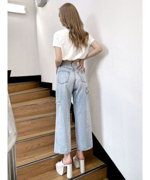 GYDA（ジェイダ）の「ハイウエスト パウダーケミカル ワイドダメージデニムパンツ（デニムパンツ・レディース・ブルー/ライトブルー・X-SMALL/SMALL/MEDIUM）」の16枚目の写真