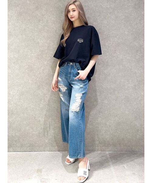 GYDA（ジェイダ）の「ハイウエスト パウダーケミカル ワイドダメージデニムパンツ（デニムパンツ・レディース・ブルー/ライトブルー・X-SMALL/SMALL/MEDIUM）」の21枚目の写真