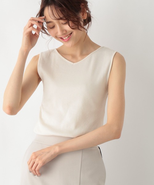 GLOBAL WORK（グローバルワーク）の「Beautee2WAYタンク/987161（タンクトップ・レディース・アイボリー/スミクロ/モカ/ブルー・LARGE/MEDIUM）」の2枚目の写真