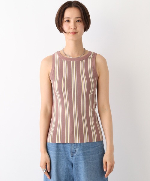 LEPSIM(レプシィム)の「14ゲージストライプタンク 102423(タンクトップ・レディース・ブラウン・FREE)」の2枚目の写真