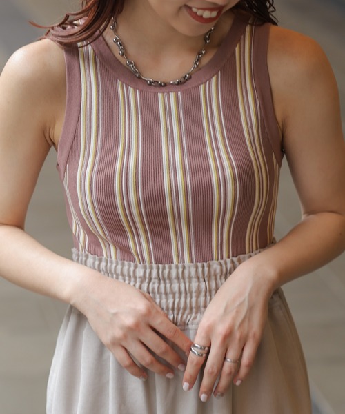 LEPSIM(レプシィム)の「14ゲージストライプタンク 102423(タンクトップ・レディース・ブラウン・FREE)」の10枚目の写真