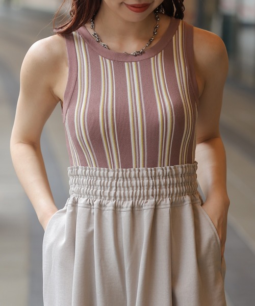 LEPSIM(レプシィム)の「14ゲージストライプタンク 102423(タンクトップ・レディース・ブラウン・FREE)」の11枚目の写真