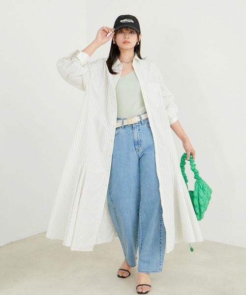 VIS（ビス）の「【洗える】美easyフレアシャツワンピース（シャツワンピース・レディース・ブラック系その他/サックスブルー/イエロー系その他・FS/FREE）」の18枚目の写真