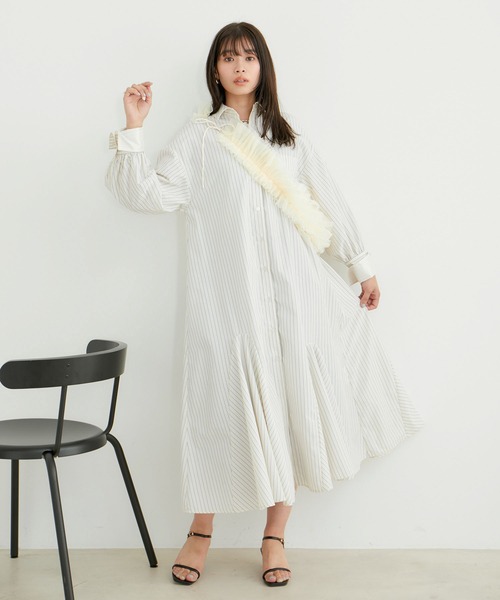 VIS（ビス）の「【洗える】美easyフレアシャツワンピース（シャツワンピース・レディース・ブラック系その他/サックスブルー/イエロー系その他・FS/FREE）」の14枚目の写真