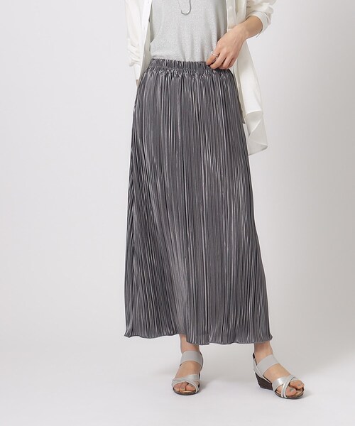 Cutie Blonde（キューティーブロンド）の「◆【無理せずキレイ】華やぐシャイニー感 プリーツナロースカート（スカート・レディース・ブラック/ナチュラル/チャコールグレー・04/03/02）」の9枚目の写真