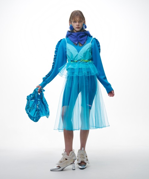 NON TOKYO（ノントーキョー）の「NON TOKYO/ノントーキョー/フリルエコバッグ(S)（ハンドバッグ・レディース・シルバー/ブルー/レッド・FREE）」の4枚目の写真