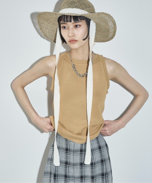 THE YOn（ザヨン）の「ハイゲージサマーアメスリニットタンク（タンクトップ・レディース・アイボリー/ブラック/ブラック×ホワイト/キャメル/ライム/セージグリーン/バーガンディー・FREE）」の6枚目の写真