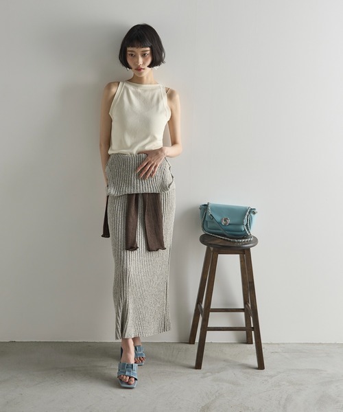 THE YOn（ザヨン）の「ハイゲージサマーアメスリニットタンク（タンクトップ・レディース・アイボリー/ブラック/ブラック×ホワイト/キャメル/ライム/セージグリーン/バーガンディー・FREE）」の16枚目の写真