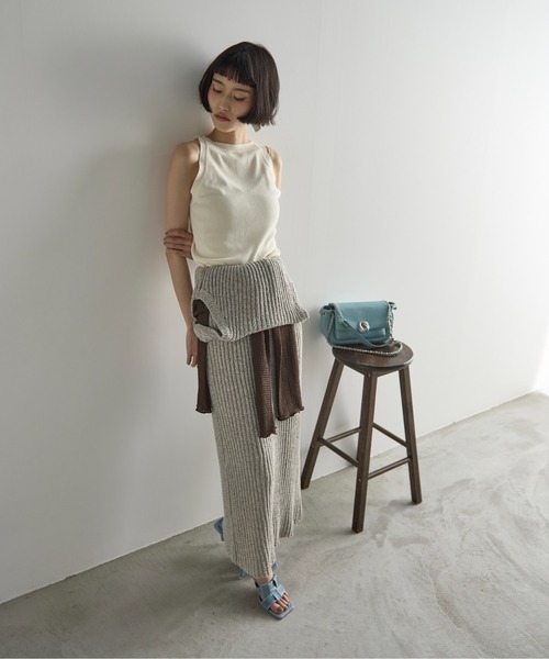 THE YOn（ザヨン）の「ハイゲージサマーアメスリニットタンク（タンクトップ・レディース・アイボリー/ブラック/ブラック×ホワイト/キャメル/ライム/セージグリーン/バーガンディー・FREE）」の17枚目の写真