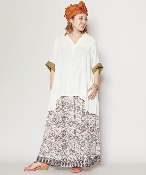 チャイハネ（チャイハネ）の「【チャイハネ】シブロンワイドパンツ（その他パンツ・レディース・グリーン/ホワイト/ネイビー/オレンジ・FREE）」の5枚目の写真