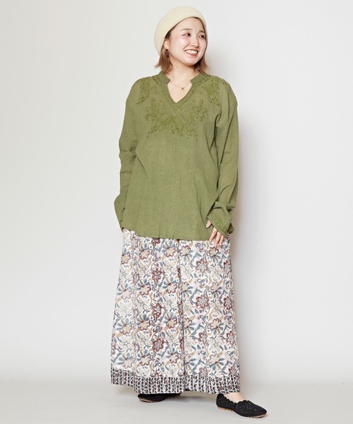 チャイハネ（チャイハネ）の「【チャイハネ】シブロンワイドパンツ（その他パンツ・レディース・グリーン/ホワイト/ネイビー/オレンジ・FREE）」の6枚目の写真