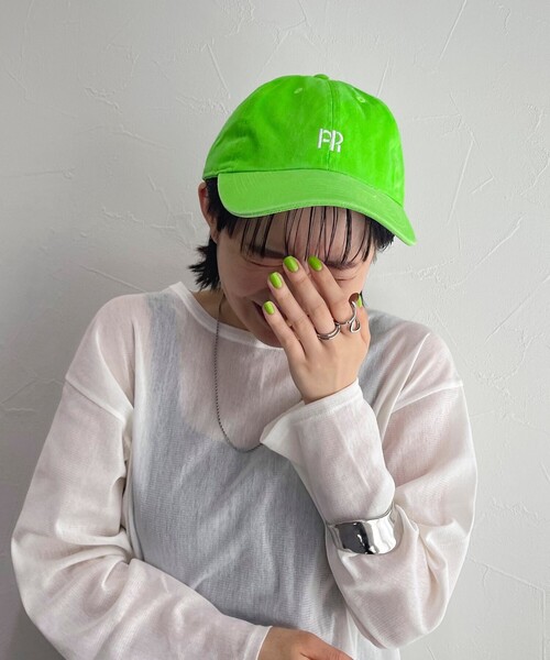 fredy emue（フレディエミュ）の「【新色登場】FR刺しゅうキャップ（キャップ・レディース・チャコールグレー/ベージュ/ネイビー/レッド/ライトグリーン/サックスブルー/ロイヤルブルー・FREE）」の8枚目の写真