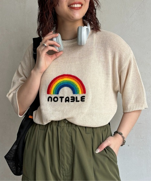 CPCM(シーピーシーエム)の「サガラ刺繍透かし半袖ニットプルオーバー(ニット/セーター・メンズ・ブラック/ホワイト/オレンジ・MEDIUM/LARGE)」の1枚目の写真