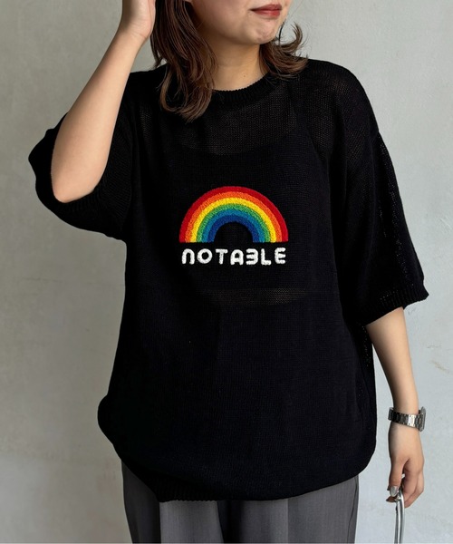CPCM(シーピーシーエム)の「サガラ刺繍透かし半袖ニットプルオーバー(ニット/セーター・メンズ・ブラック/ホワイト/オレンジ・MEDIUM/LARGE)」の2枚目の写真