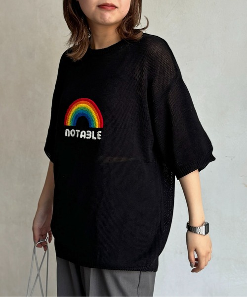 CPCM(シーピーシーエム)の「サガラ刺繍透かし半袖ニットプルオーバー(ニット/セーター・メンズ・ブラック/ホワイト/オレンジ・MEDIUM/LARGE)」の5枚目の写真