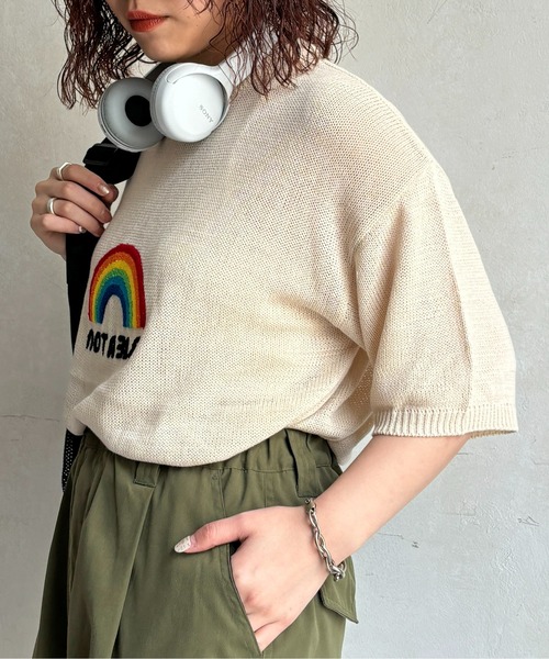 CPCM(シーピーシーエム)の「サガラ刺繍透かし半袖ニットプルオーバー(ニット/セーター・メンズ・ブラック/ホワイト/オレンジ・MEDIUM/LARGE)」の13枚目の写真