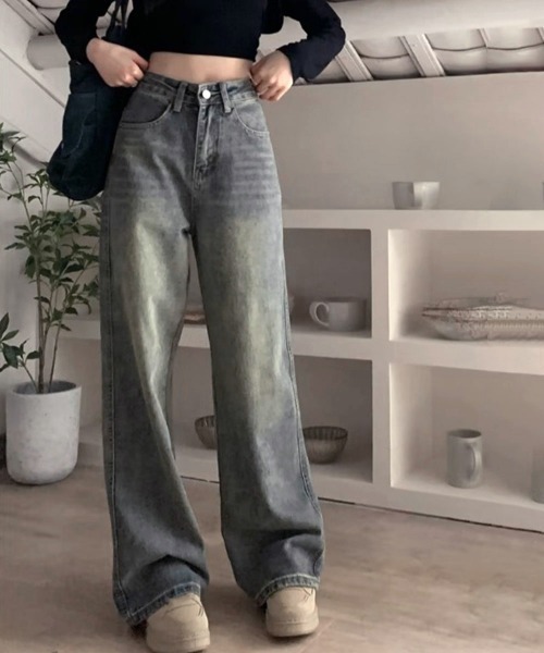 Miniministore(ミニミニストア)の「【新色追加】ヴィンテージデニムパンツ レディース韓国(デニムパンツ・レディース・ブルー/ダークブルー/ブラック/サックスブルー・M/S/XL/L)」の15枚目の写真