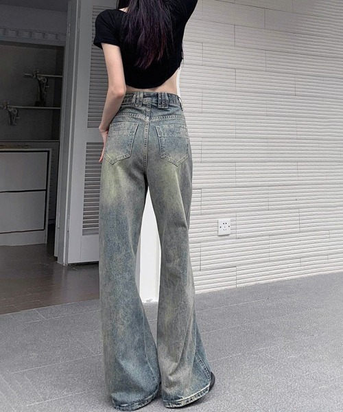 Miniministore(ミニミニストア)の「【新色追加】ヴィンテージデニムパンツ レディース韓国(デニムパンツ・レディース・ブルー/ダークブルー/ブラック/サックスブルー・M/S/XL/L)」の22枚目の写真