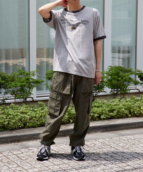 FRUIT OF THE LOOM（フルーツオブザルーム）の「【FRUIT OF THE LOOM】UNISEXリンガーTシャツ※（Tシャツ/カットソー・メンズ・グレー/サックスブルー/アイボリー/パープル/アイボリー系2/グリーン・L/XL/M）」の13枚目の写真
