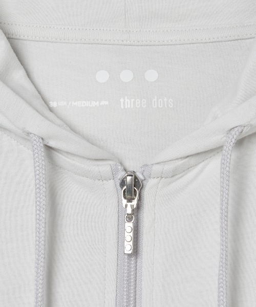 three dots（スリードッツ）の「サンデッドジャージー ジップフーディ