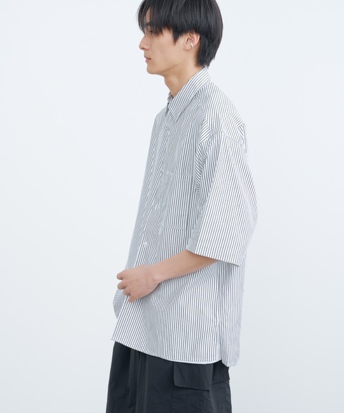【高い素材】 Loose fit stripe shirts / ルーズフィットストライプシャツ トップス