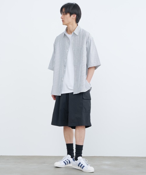 ストライプ柄 メンズ 長袖シャツ ルーズフィット シンプル SINSS（シンス）の「Loose fit stripe shirt / ルーズフィット