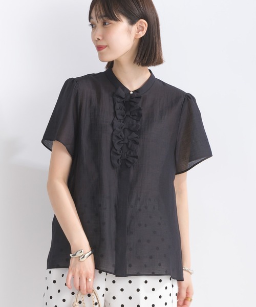 PICCIN（ピッチン）の「フロントリボン重ねブラウス（シャツ/ブラウス・レディース・ブラック/サックスブルー/オフホワイト・M）」の2枚目の写真