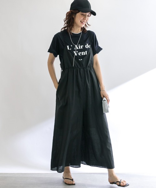 RIVE DROITE（リヴドロワ）の「【着映え◎】フレアサロペット（サロペット/オーバーオール・レディース・ピンク/ブラック・FREE）」の3枚目の写真