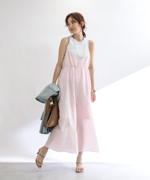 RIVE DROITE（リヴドロワ）の「【着映え◎】フレアサロペット（サロペット/オーバーオール・レディース・ピンク/ブラック・FREE）」の10枚目の写真