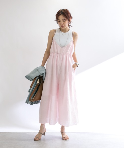 RIVE DROITE（リヴドロワ）の「【着映え◎】フレアサロペット（サロペット/オーバーオール・レディース・ピンク/ブラック・FREE）」の11枚目の写真