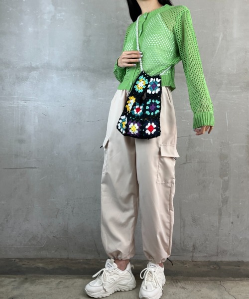 Loco Ocean（ロコオーシャン）の「【クロシェ編み】パールストラップ カラフル / 3way ハンドバッグ（ハンドバッグ・レディース・ブラック/ホワイト/グリーン・ONE SIZE）」の16枚目の写真