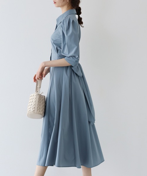 日本未入荷!!【HOBBS】清涼感☆鮮やかブルーワンピース インディゴメブキバッセン シャツワンピース | BLUE BLUE JAPAN