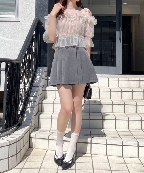 NOMAE（ノーマエ）の「カットアウトオフショルイヤードトップス　シアートップス（Tシャツ/カットソー・レディース・ピンク/アイボリー/ブラック/グレー・FREE）」の11枚目の写真