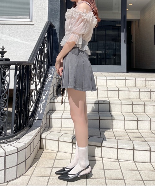 NOMAE（ノーマエ）の「カットアウトオフショルイヤードトップス　シアートップス（Tシャツ/カットソー・レディース・ピンク/アイボリー/ブラック/グレー・FREE）」の13枚目の写真