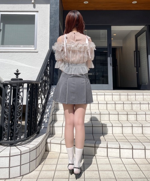 NOMAE（ノーマエ）の「カットアウトオフショルイヤードトップス　シアートップス（Tシャツ/カットソー・レディース・ピンク/アイボリー/ブラック/グレー・FREE）」の14枚目の写真