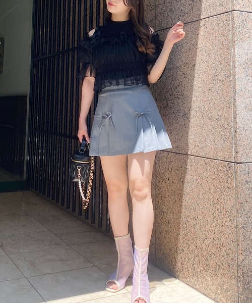 NOMAE（ノーマエ）の「カットアウトオフショルイヤードトップス　シアートップス（Tシャツ/カットソー・レディース・ピンク/アイボリー/ブラック/グレー・FREE）」の20枚目の写真