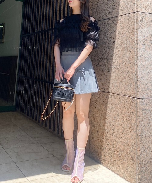 NOMAE（ノーマエ）の「カットアウトオフショルイヤードトップス　シアートップス（Tシャツ/カットソー・レディース・ピンク/アイボリー/ブラック/グレー・FREE）」の21枚目の写真