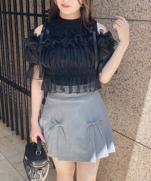 NOMAE（ノーマエ）の「カットアウトオフショルイヤードトップス　シアートップス（Tシャツ/カットソー・レディース・ピンク/アイボリー/ブラック/グレー・FREE）」の16枚目の写真