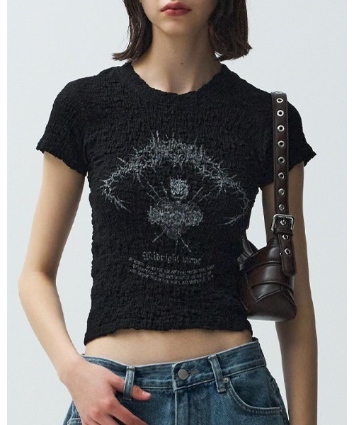 MIDNIGHT MOMENT.（ミッドナイトモーメント.）の「Midnight Move／ハートT（Tシャツ/カットソー・レディース・ホワイト/ブラック・FREE）」の2枚目の写真