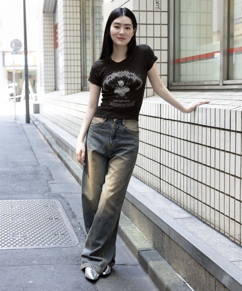 MIDNIGHT MOMENT.（ミッドナイトモーメント.）の「Midnight Move／ハートT（Tシャツ/カットソー・レディース・ホワイト/ブラック・FREE）」の9枚目の写真