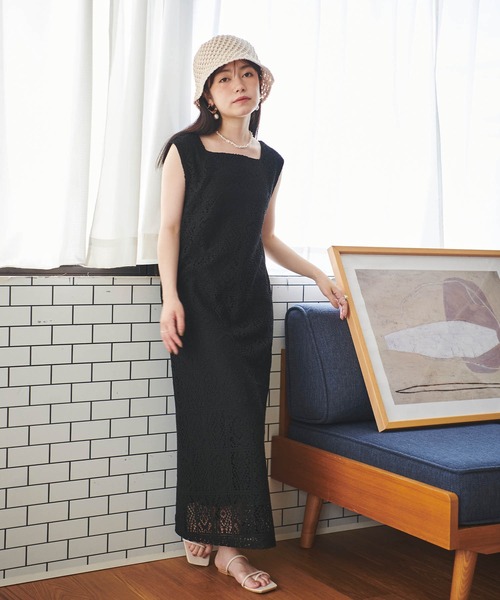 mil(ミル)の「【150㎝前後の小柄さんサイズ】パネルレースワンピース(ワンピース・レディース・オフホワイト/ブラック・XXS/XS/S)」の8枚目の写真