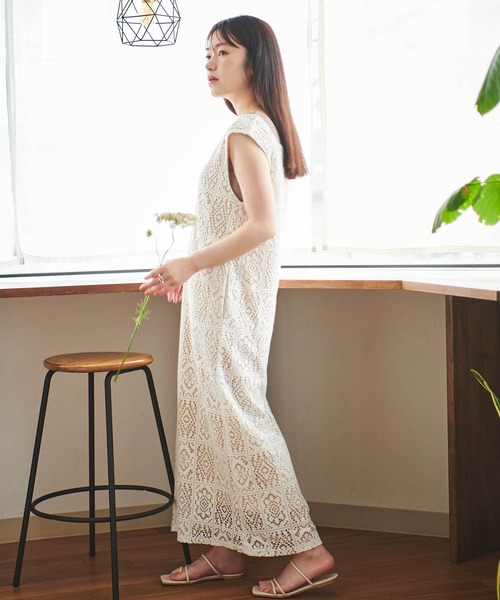 150㎝前後の小柄さんサイズ】パネルレースワンピース