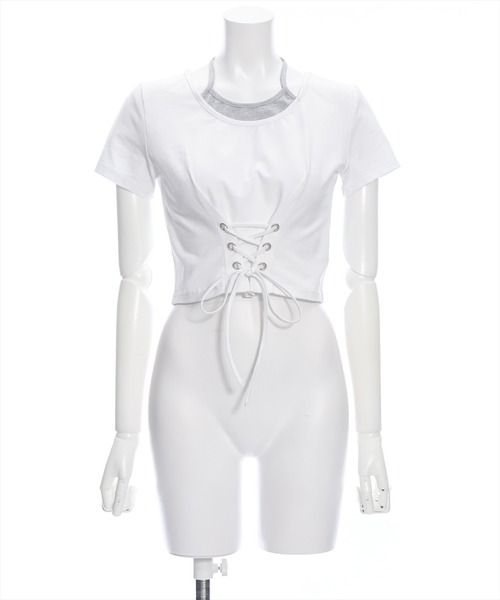 clear（クリア）の「配色フェイクキャミドッキングカットソートップス［大人 カジュアル］≪再入荷≫（Tシャツ/カットソー・レディース・グレー/オフホワイト/ブラック・F）」の19枚目の写真