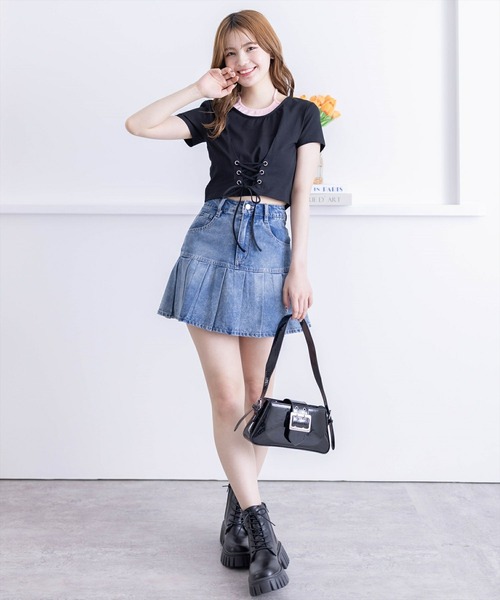 clear（クリア）の「配色フェイクキャミドッキングカットソートップス［大人 カジュアル］≪再入荷≫（Tシャツ/カットソー・レディース・グレー/オフホワイト/ブラック・F）」の13枚目の写真