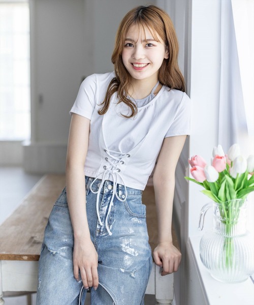 clear（クリア）の「配色フェイクキャミドッキングカットソートップス［大人 カジュアル］≪再入荷≫（Tシャツ/カットソー・レディース・グレー/オフホワイト/ブラック・F）」の15枚目の写真