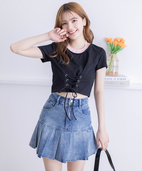 clear（クリア）の「配色フェイクキャミドッキングカットソートップス［大人 カジュアル］≪再入荷≫（Tシャツ/カットソー・レディース・グレー/オフホワイト/ブラック・F）」の17枚目の写真