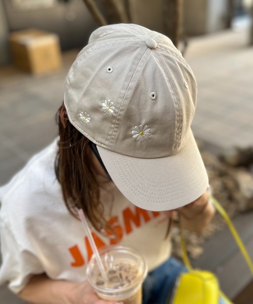 newhattan】デイジーフラワー刺繍CAP 【PT NO. MVL045 ※2A