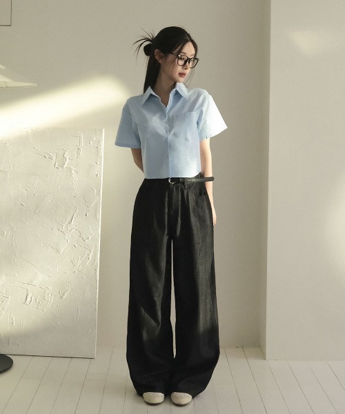 BEIDELLI（ベイデリー）の「[BELLIDE MADE] スタンダードセミクロップド半袖シャツ（シャツ/ブラウス・レディース・クリーム/チャコールグレー/スカイブルー/ホワイト・FREE）」の11枚目の写真