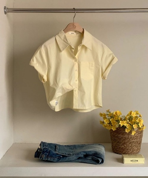 BEIDELLI（ベイデリー）の「[BELLIDE MADE] スタンダードセミクロップド半袖シャツ（シャツ/ブラウス・レディース・クリーム/チャコールグレー/スカイブルー/ホワイト・FREE）」の18枚目の写真