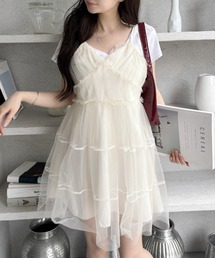 早い者勝ち❣️お値下げ♡VIRINAホワイトフリル半袖トップス 肩ひもﾌﾘﾙﾍﾞｱﾄｯﾌﾟｽ（Tシャツ/カットソー）｜SPIGA（スピーガ）の